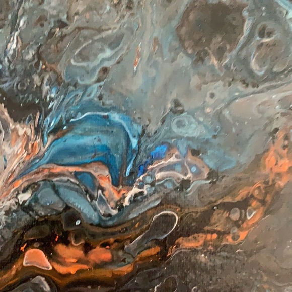 Original Artwork Painting Canvas Abstract Blue Swirls 12 x 12 Acrylic. - Picture 13 of 16